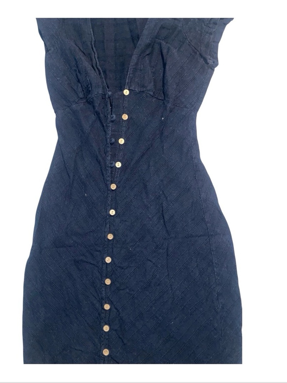 Free people Navy Button-Front V-Neck Midi Dress - Picture 5 of 8